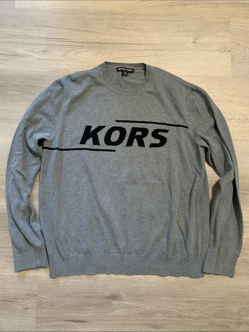 Michael Kors Gray Crewneck Sweater with Black KORS Logo XL